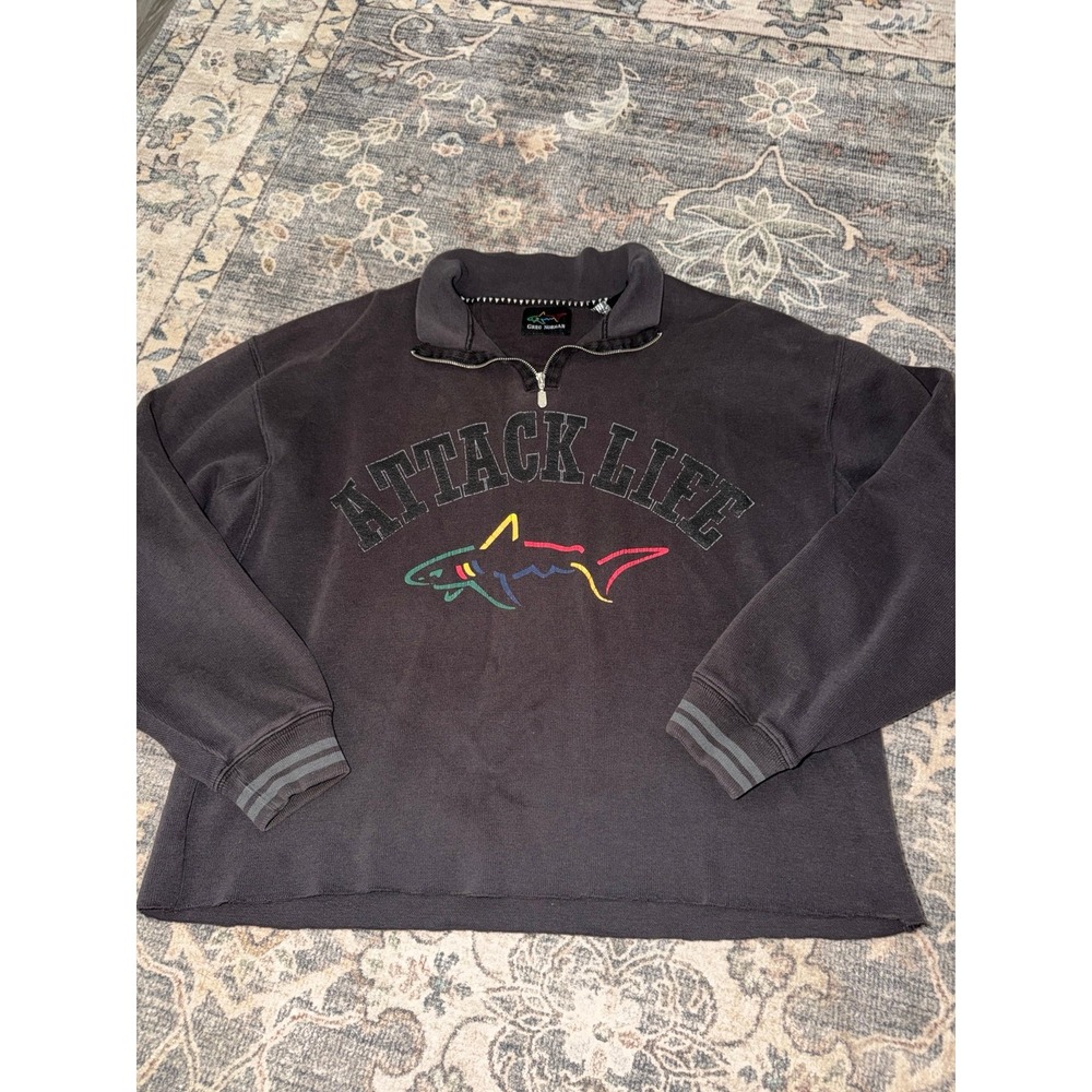 Vintage Y2K Greg Norman Attack Life Logo Quarter Zip Sweatshirt Cropped
